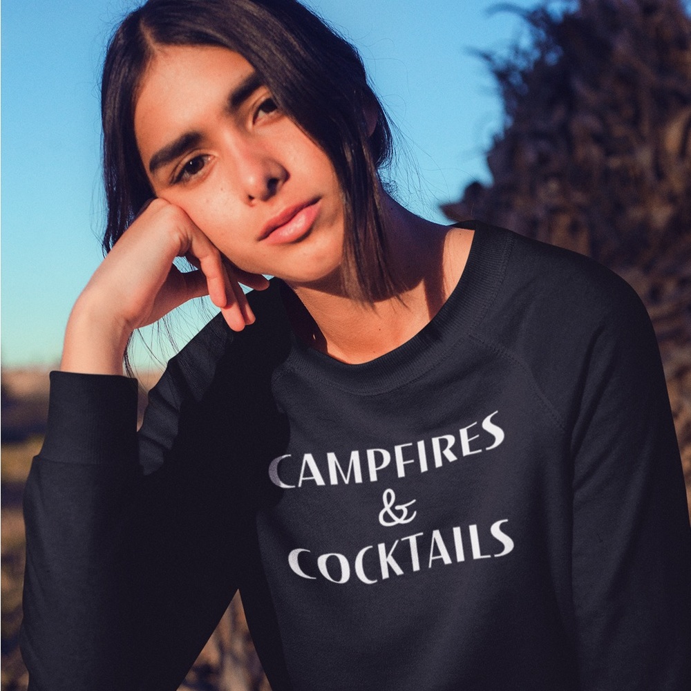 Campfires & Cocktails Long Sleeve Crew Neck Sweatshirt